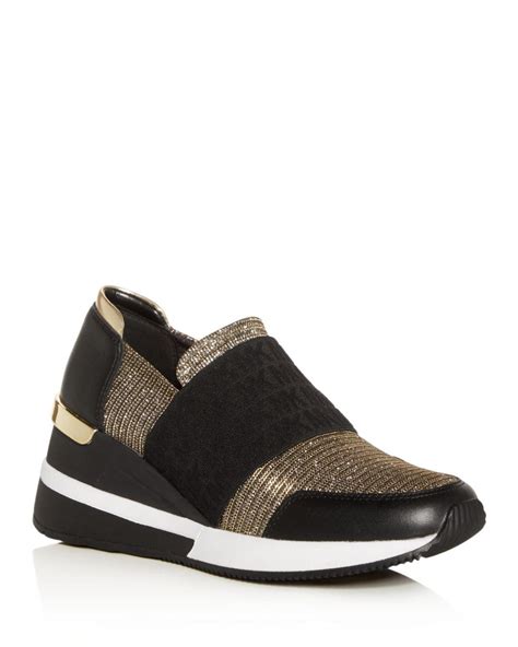 black wedge sneakers michael kors|Michael Kors wedge sneakers women's.